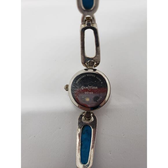 Gem Time women's dress watch. Small silver and white face. Blue bead band. GT-03 - Picture 3 of 8